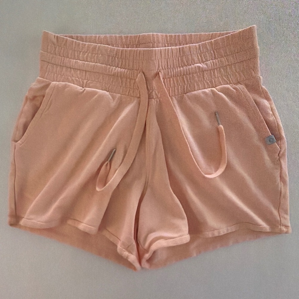 tasc Performance Nola French Terry Shorts Peach Organic Cotton Bamboo Women XS